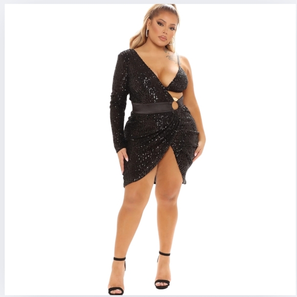 Fashion Nova Dresses & Skirts - Fashion Nova 2X Epic Nights Sequin Gown Dress Black Party Sexy AX-1592